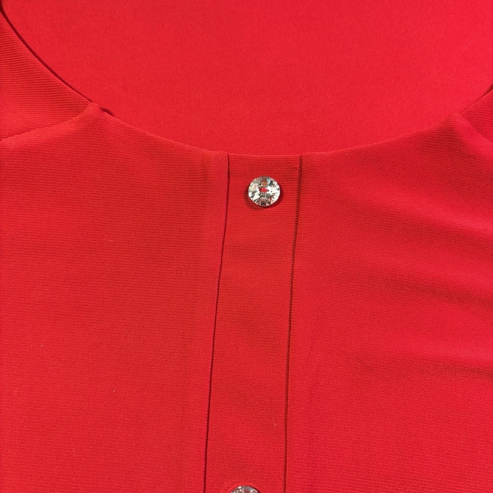 Atelier 29 Woman XL Blouse Red Ruffle Pullover Sheer Short Sleeve Casual - Picture 8 of 16